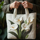 Bolsa Artesanal Acolchada - Lirios Blancos