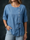 Lily | Vintage Loose Denim Blusa