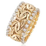 Anillo de Zirconia Trenzado en Oro Vintage
