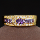 Anillo de Oro Vintage con Circonita Morada