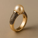 Anillo Dorado de Perla Vintage