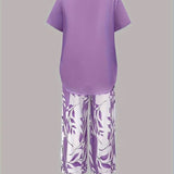 Avy™ | Conjunto de Dos Piezas con Estampado de Hojas Casual