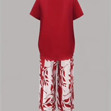 Avy™ | Conjunto de Dos Piezas con Estampado de Hojas Casual