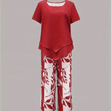 Avy™ | Conjunto de Dos Piezas con Estampado de Hojas Casual