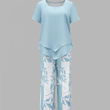Avy™ | Conjunto de Dos Piezas con Estampado de Hojas Casual