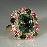 Anillo Vintage Verde Y Oro Rosa