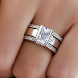Anillo de Vidrio Incrustado Vintage