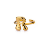 Anillo de Oro con Letra Personalizada en Burbuja (Ajustable)