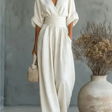 Daniela - Mono elegante de escote en V y pierna ancha
