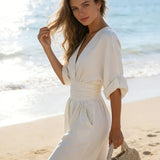 Daniela - Mono elegante de escote en V y pierna ancha